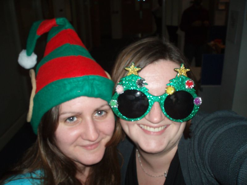 Heather and Amy at the office Christmas party Heather and Amy at the office Christmas party