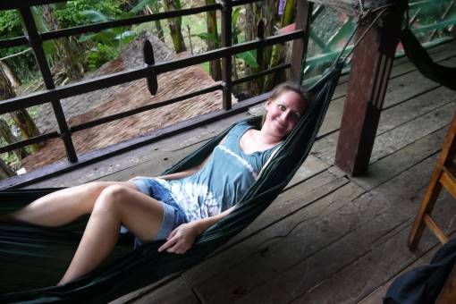 Amy in Hammock at Nuts Huts