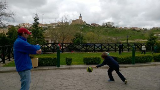 Andrew playing basketball at school camp in Spain