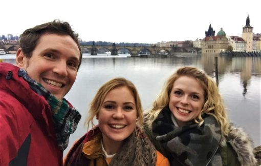 Andrew with his sister and her friend on Střelecký Island, Prague, Czech Republic